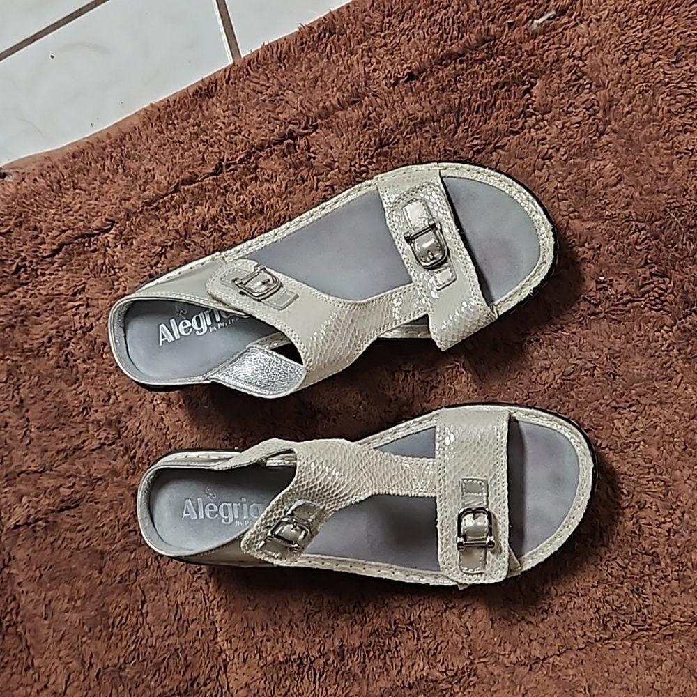 Alegria sandals, small lift. Silver. EUC. Practically new. Size 40.